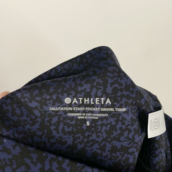 Athleta S Blue Black Salutation Stash Pocket Gravel 7/8 Tight Workout Legging - Picture 8 of 11
